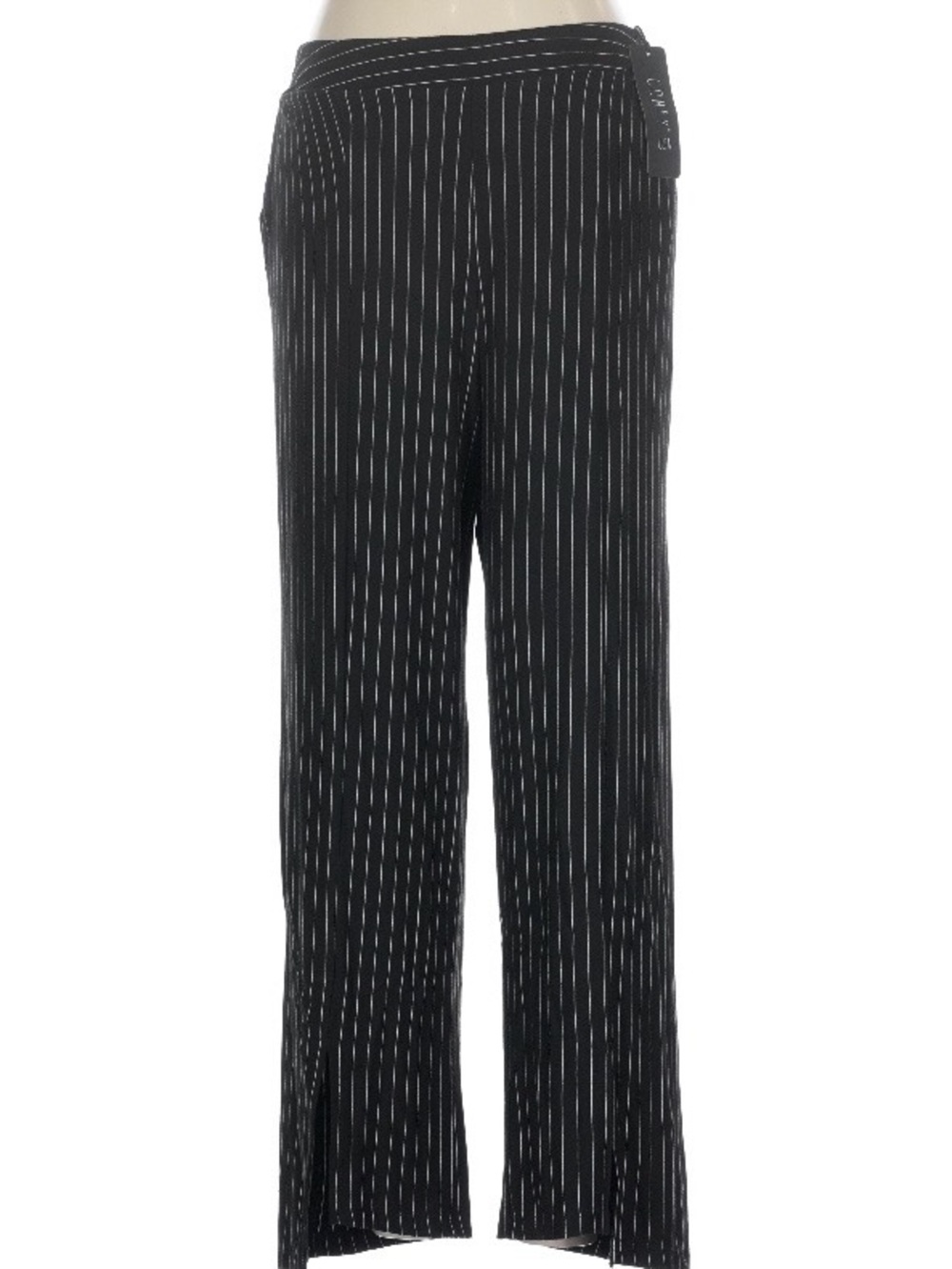 Comfy USA Black Pinstripe Wide-Leg Pants